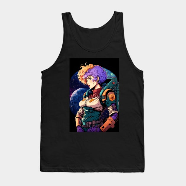 Anime Girl Space Astronaut with Colourful Hair Tank Top by Bubblebug